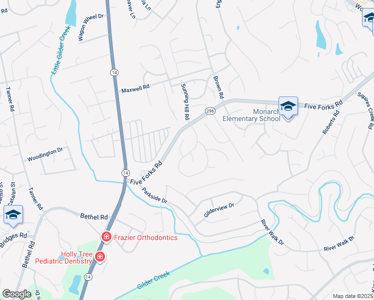 map of restaurants, bars, coffee shops, grocery stores, and more near 504 Carriage Hill Road in Simpsonville