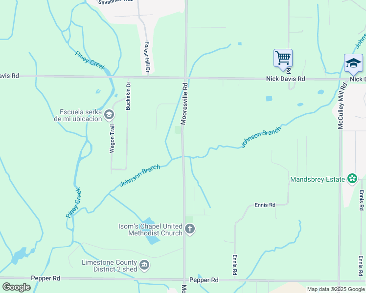 map of restaurants, bars, coffee shops, grocery stores, and more near 16707 County Road 71 in Athens