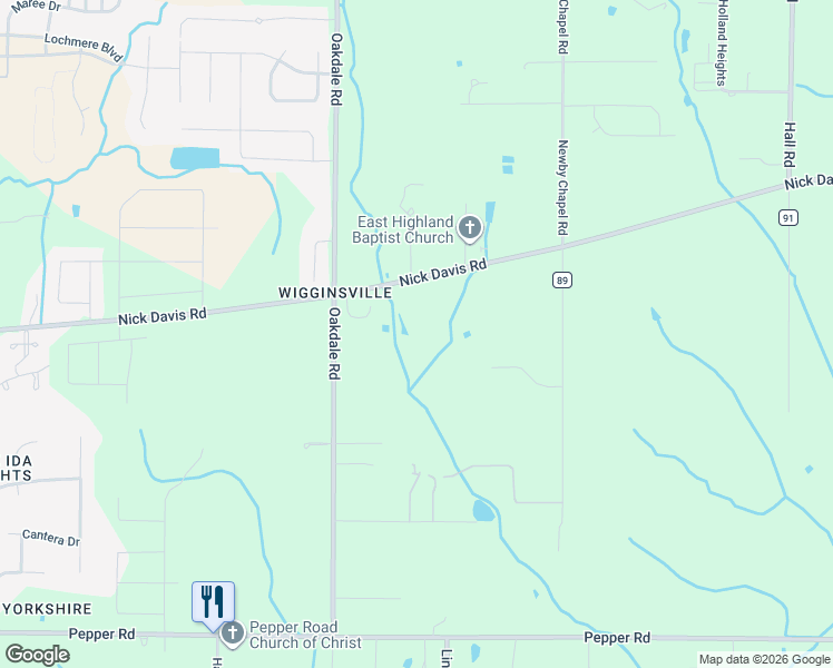 map of restaurants, bars, coffee shops, grocery stores, and more near 16614 Oakdale Road in Athens