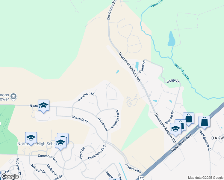 map of restaurants, bars, coffee shops, grocery stores, and more near 107 Newhan Lane in Jacksonville