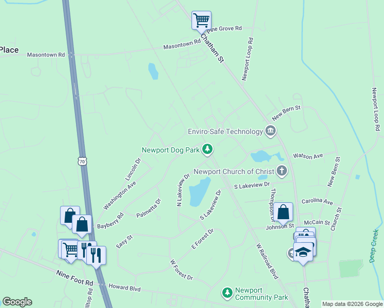 map of restaurants, bars, coffee shops, grocery stores, and more near 167 Bayberry Road in Newport