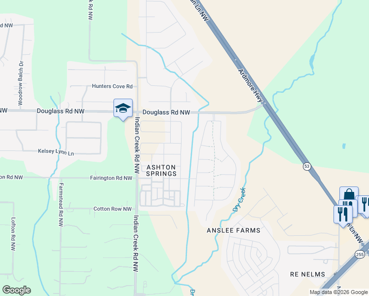 map of restaurants, bars, coffee shops, grocery stores, and more near 6024 Stonewater Court in Huntsville