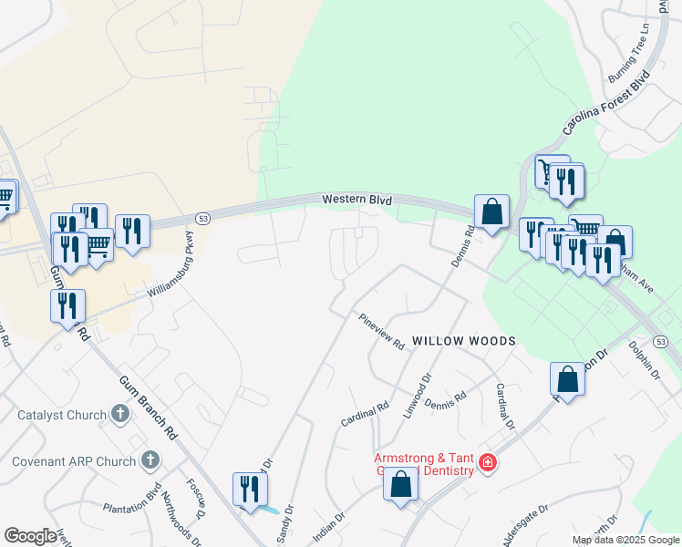 map of restaurants, bars, coffee shops, grocery stores, and more near 1600 Windsor Circle in Jacksonville