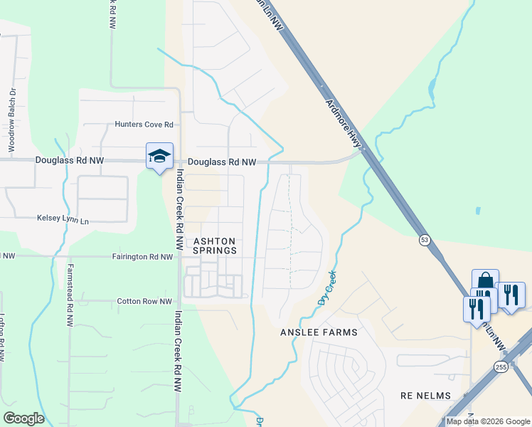 map of restaurants, bars, coffee shops, grocery stores, and more near 7005 Middle Creek Drive in Huntsville