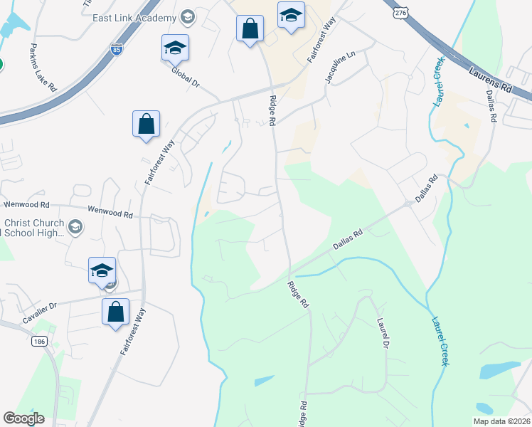 map of restaurants, bars, coffee shops, grocery stores, and more near 15 Workman Drive in Greenville
