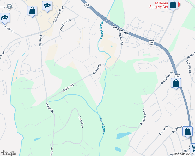 map of restaurants, bars, coffee shops, grocery stores, and more near 1 Tolbert Drive in Greenville