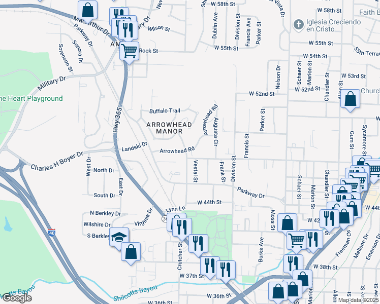 map of restaurants, bars, coffee shops, grocery stores, and more near 4704 Lynn Lane in North Little Rock