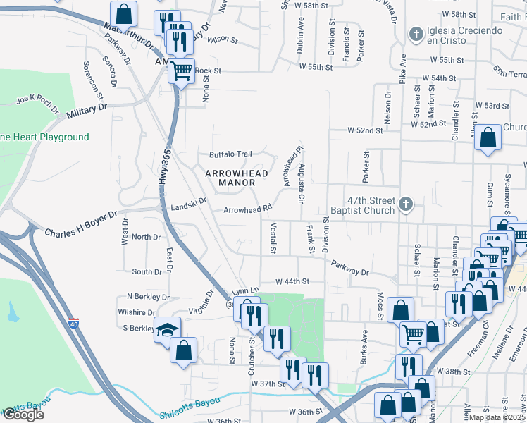 map of restaurants, bars, coffee shops, grocery stores, and more near 4704 Lynn Lane in North Little Rock