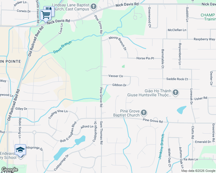 map of restaurants, bars, coffee shops, grocery stores, and more near 104 Gibbon Drive in Harvest