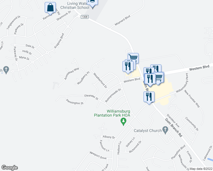 map of restaurants, bars, coffee shops, grocery stores, and more near 117 Ravenscroft Way in Jacksonville
