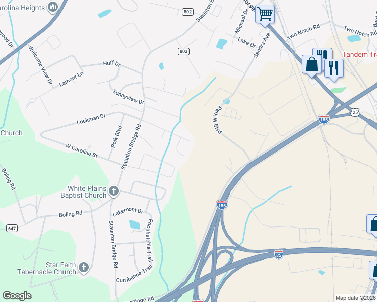 map of restaurants, bars, coffee shops, grocery stores, and more near 15 Swamp Fire Court in Greenville