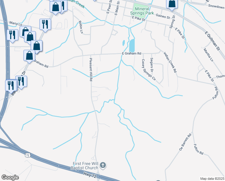 map of restaurants, bars, coffee shops, grocery stores, and more near Bonds Drive in Iuka