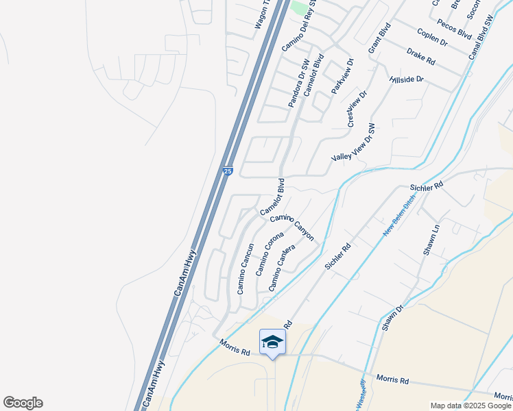 map of restaurants, bars, coffee shops, grocery stores, and more near 1580 Camino Rustica in Los Lunas