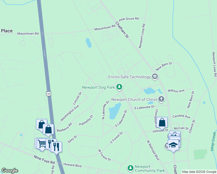 map of restaurants, bars, coffee shops, grocery stores, and more near 167 Bayberry Rd in Newport