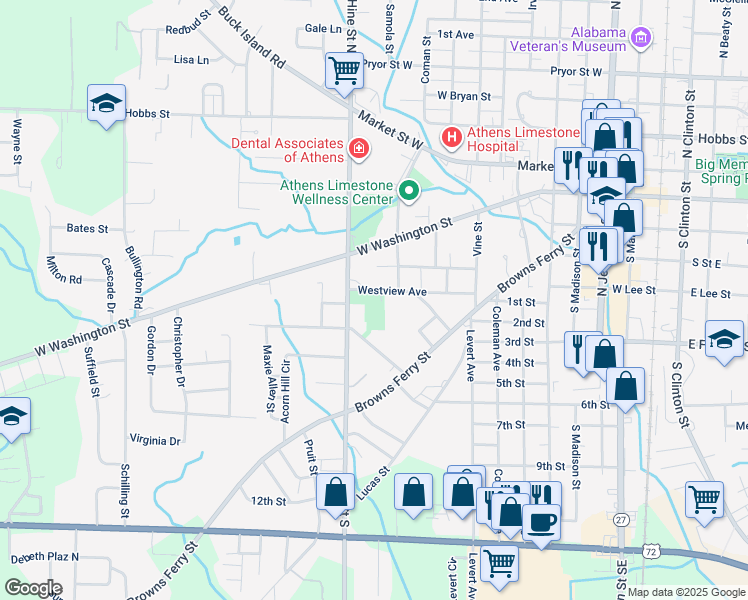 map of restaurants, bars, coffee shops, grocery stores, and more near 815 Westview Avenue in Athens
