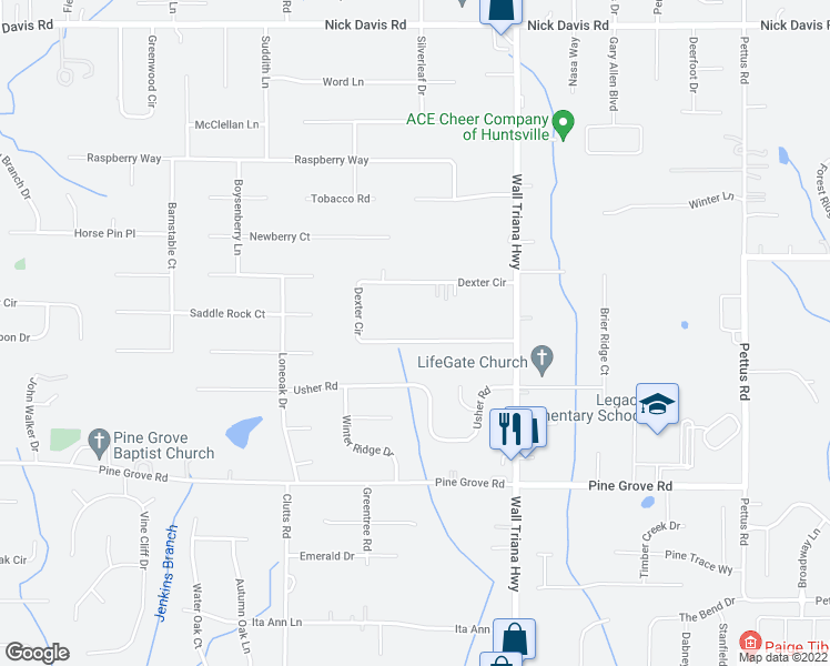 map of restaurants, bars, coffee shops, grocery stores, and more near 121 Dexter Circle in Madison