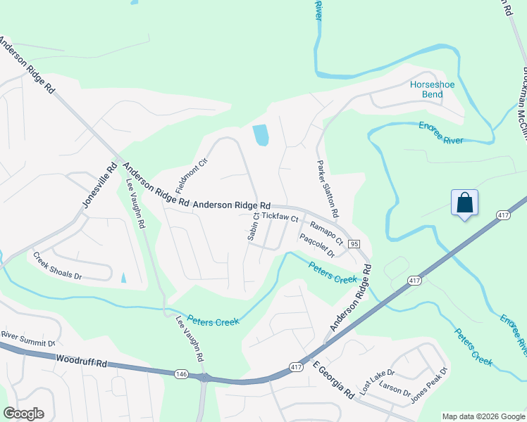 map of restaurants, bars, coffee shops, grocery stores, and more near 204 Tickfaw Court in Simpsonville