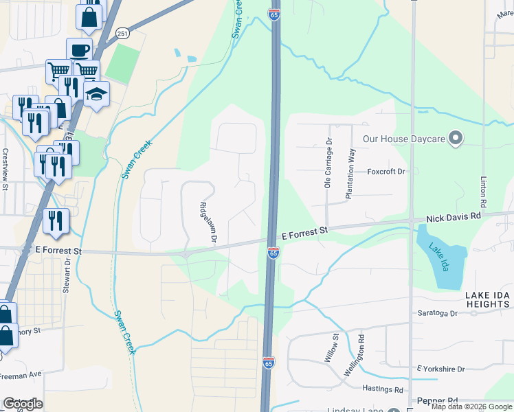 map of restaurants, bars, coffee shops, grocery stores, and more near 202 Briarwood Road in Athens