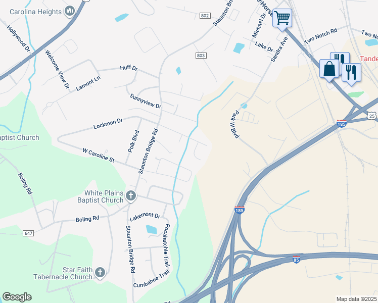 map of restaurants, bars, coffee shops, grocery stores, and more near 8 Swamp Fire Court in Greenville