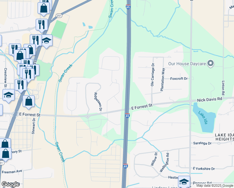 map of restaurants, bars, coffee shops, grocery stores, and more near 214 Briarwood Road in Athens