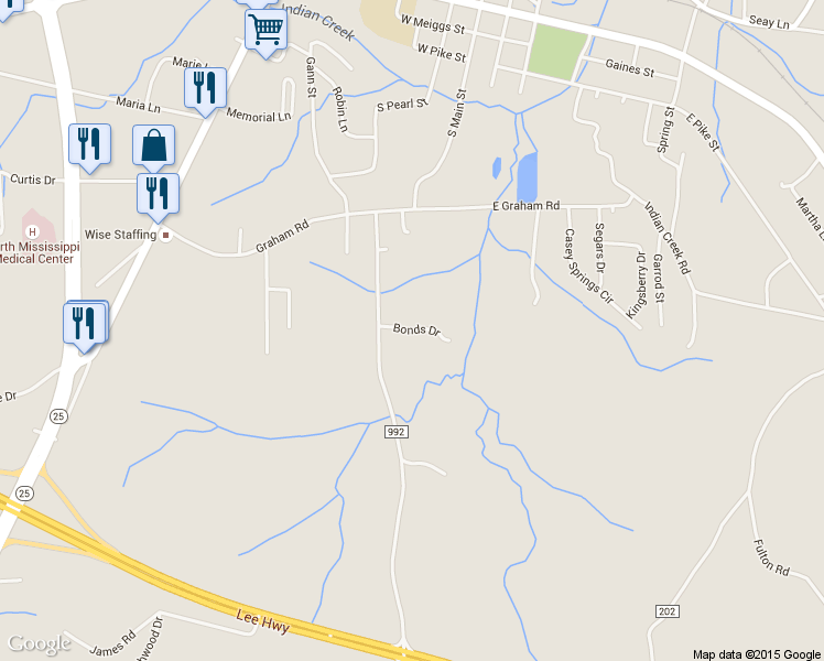 map of restaurants, bars, coffee shops, grocery stores, and more near Bonds Drive in Iuka