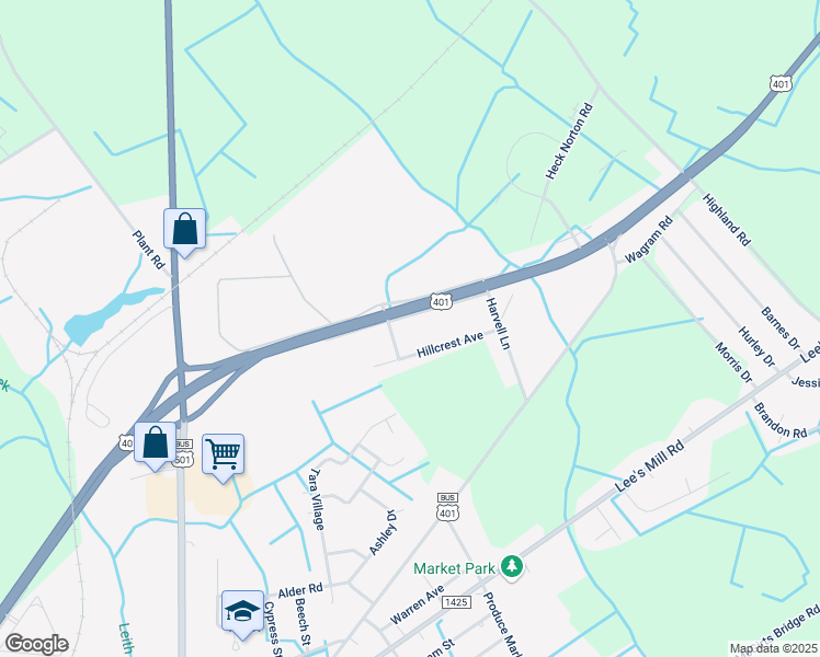 map of restaurants, bars, coffee shops, grocery stores, and more near 16203 Omega Avenue in Laurinburg