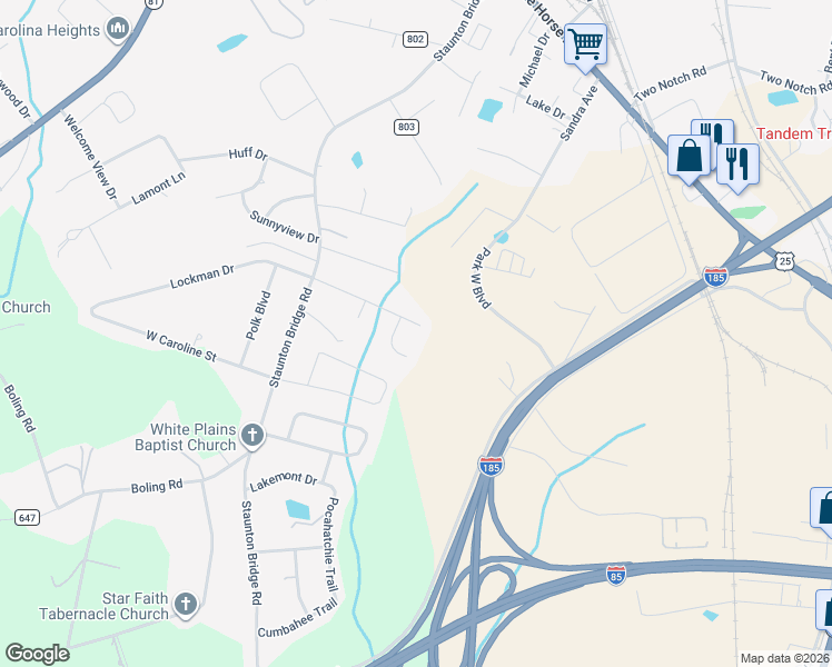 map of restaurants, bars, coffee shops, grocery stores, and more near 15 Swamp Fire Court in Greenville