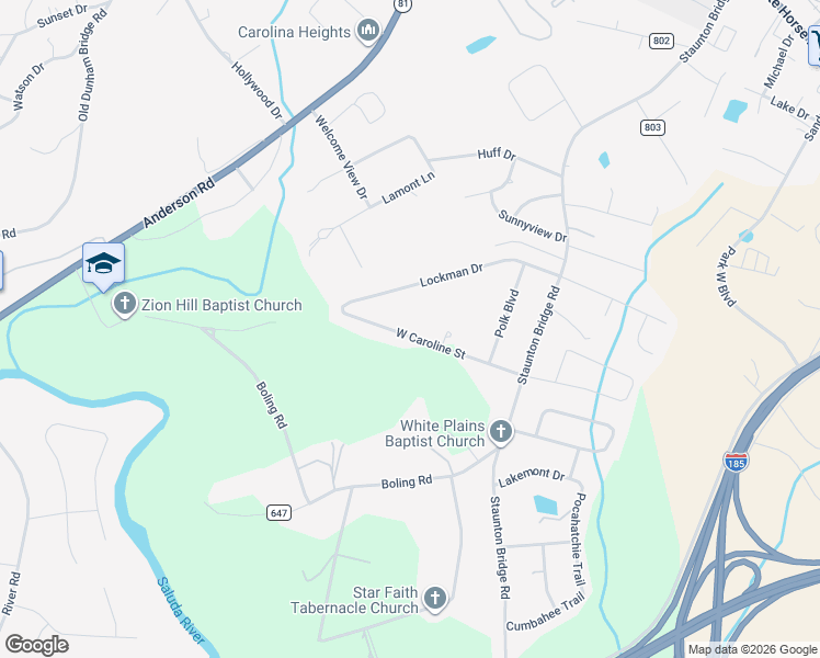 map of restaurants, bars, coffee shops, grocery stores, and more near 317 West Caroline Street in Greenville
