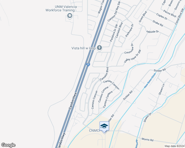 map of restaurants, bars, coffee shops, grocery stores, and more near 1891 Camino Rustica in Los Lunas