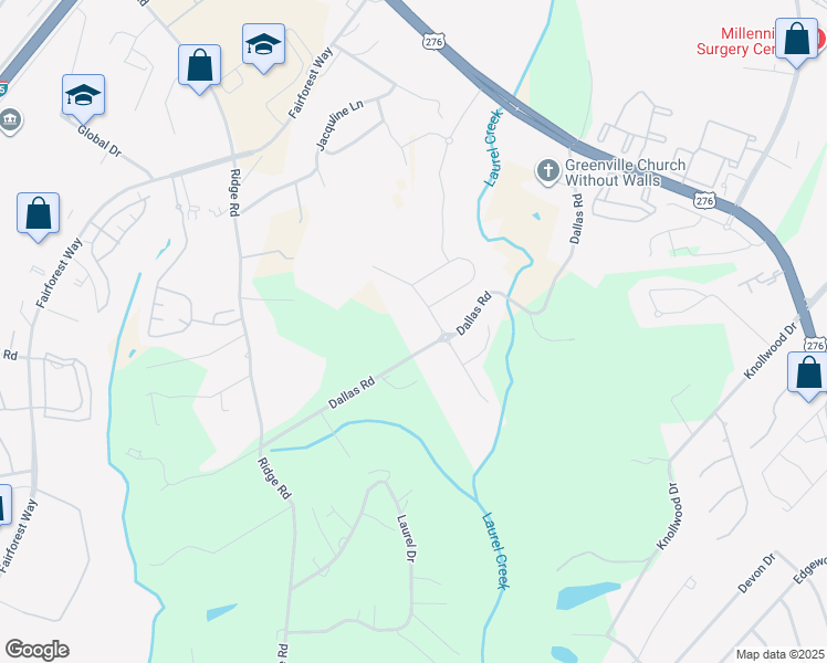 map of restaurants, bars, coffee shops, grocery stores, and more near 400 Dallas Road in Greenville