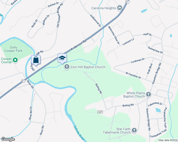 map of restaurants, bars, coffee shops, grocery stores, and more near 12 Panorama Court in Greenville