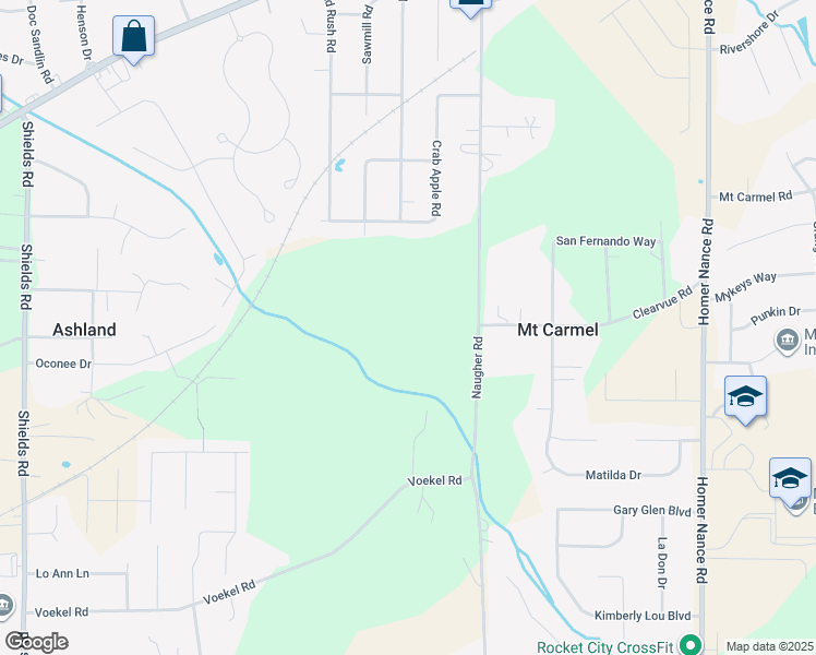 map of restaurants, bars, coffee shops, grocery stores, and more near 570 Naugher Road in Huntsville