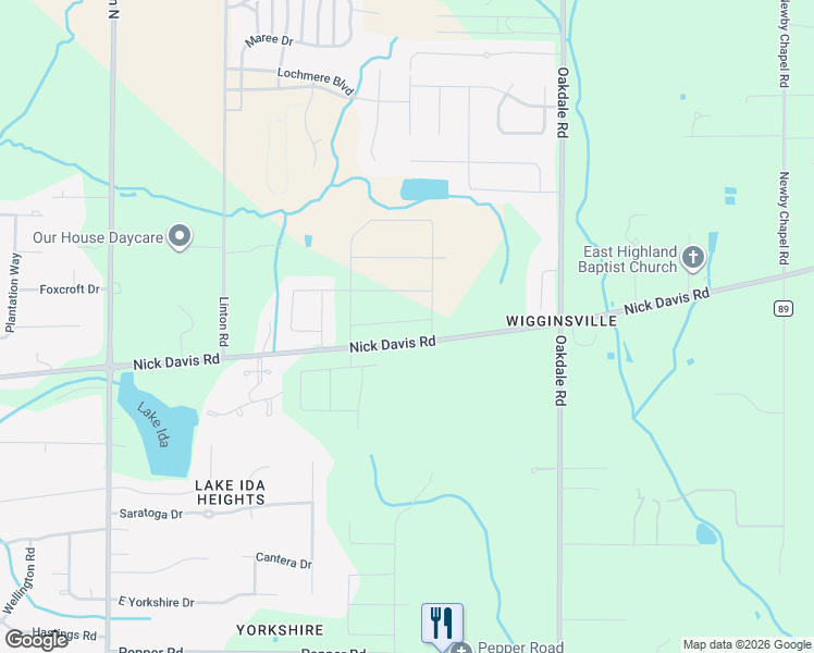 map of restaurants, bars, coffee shops, grocery stores, and more near 22643 Nick Davis Road in Athens