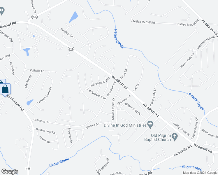map of restaurants, bars, coffee shops, grocery stores, and more near 7 East Fair Isle Drive in Simpsonville