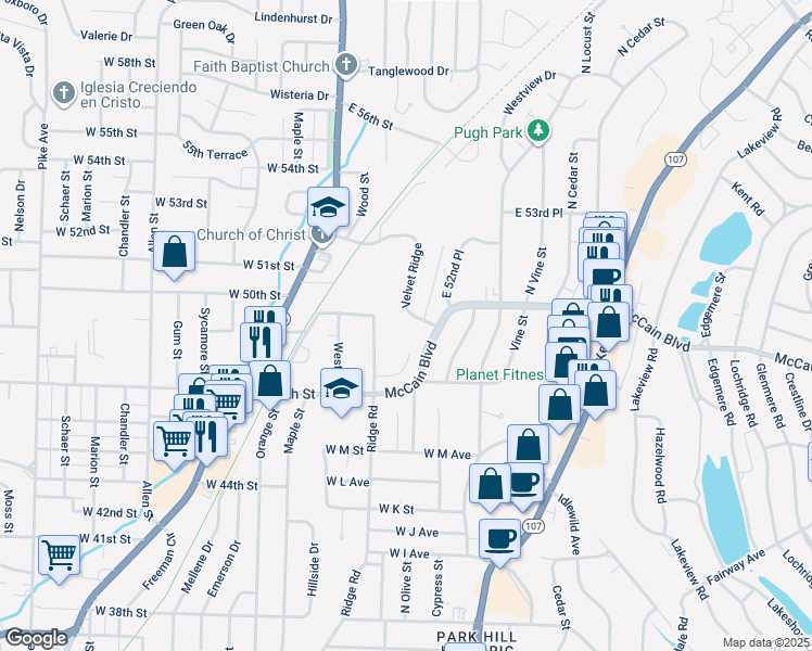 map of restaurants, bars, coffee shops, grocery stores, and more near 429 McCain Boulevard in North Little Rock