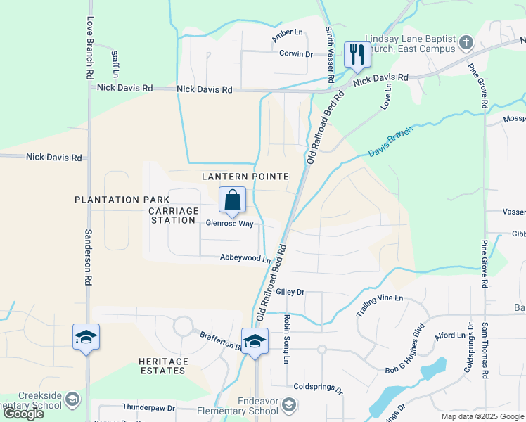 map of restaurants, bars, coffee shops, grocery stores, and more near 30045 Glenrose Way in Harvest
