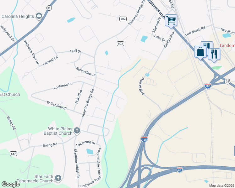 map of restaurants, bars, coffee shops, grocery stores, and more near 107 Cypress Cove Court in Greenville