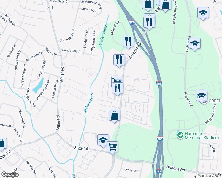 map of restaurants, bars, coffee shops, grocery stores, and more near 60 Centimeters Drive in Mauldin
