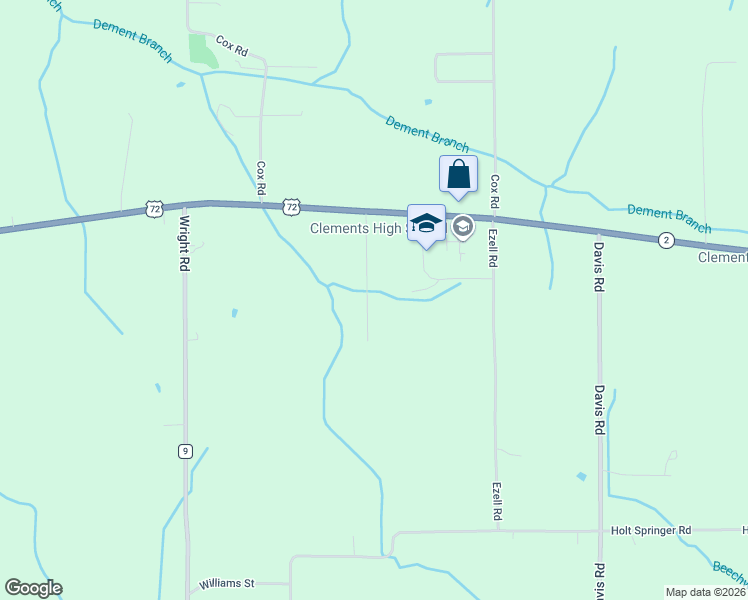 map of restaurants, bars, coffee shops, grocery stores, and more near 16516 Hampton Lane in Athens