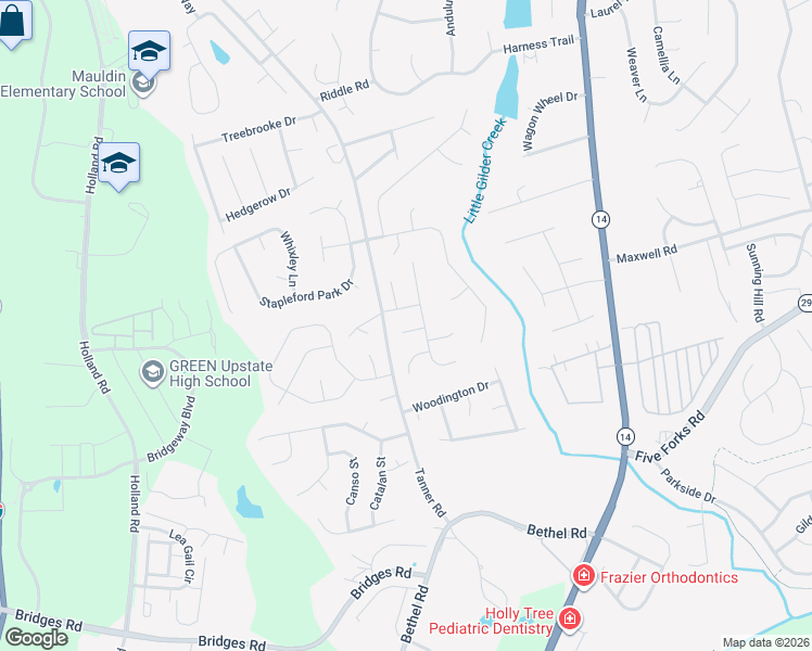 map of restaurants, bars, coffee shops, grocery stores, and more near 6 Breezewood Court in Greenville
