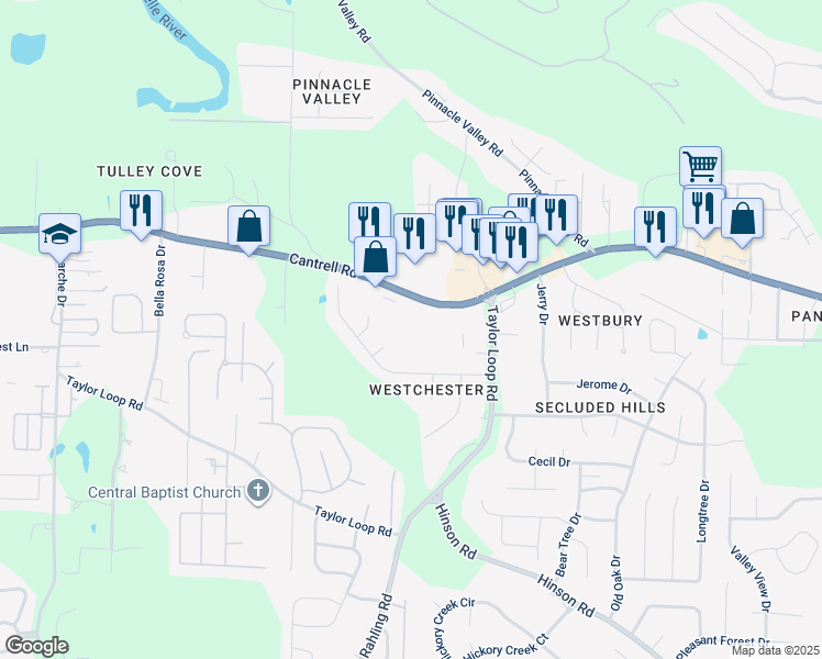 map of restaurants, bars, coffee shops, grocery stores, and more near in Little Rock