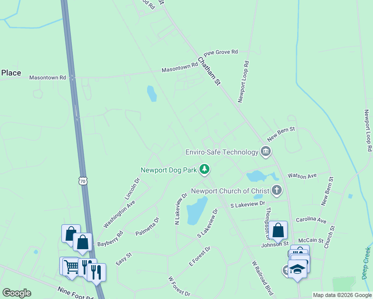 map of restaurants, bars, coffee shops, grocery stores, and more near 322 Foxhall Road in Newport