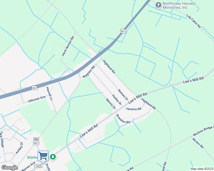 map of restaurants, bars, coffee shops, grocery stores, and more near 17140 Hurley Drive in Laurinburg