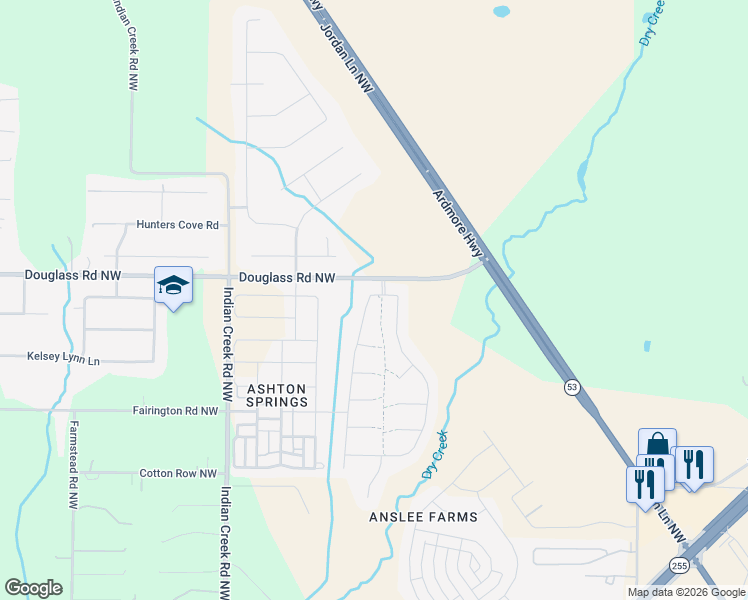 map of restaurants, bars, coffee shops, grocery stores, and more near 6504 Moon Crest Lane Northwest in Huntsville