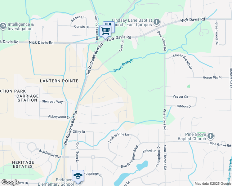 map of restaurants, bars, coffee shops, grocery stores, and more near 135 Oak Fletcher Drive in Harvest