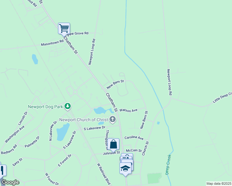 map of restaurants, bars, coffee shops, grocery stores, and more near 401 Courtyard West in Newport