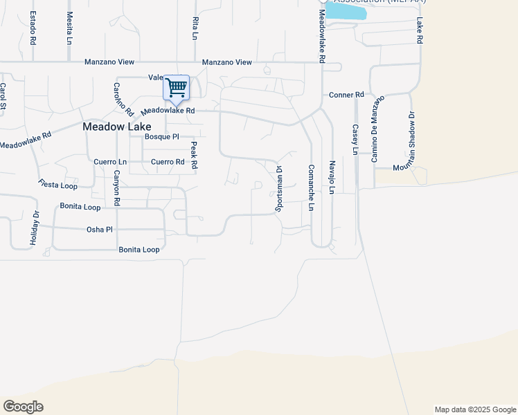 map of restaurants, bars, coffee shops, grocery stores, and more near 72 Sportsman Drive in Los Lunas