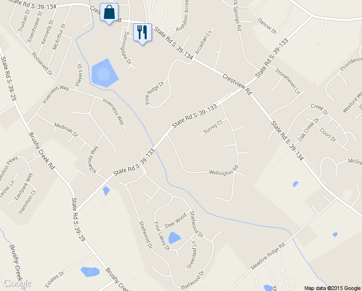 map of restaurants, bars, coffee shops, grocery stores, and more near 105 Wellington Road in Easley