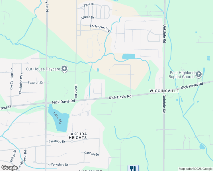 map of restaurants, bars, coffee shops, grocery stores, and more near 22469 Nick Davis Road in Athens