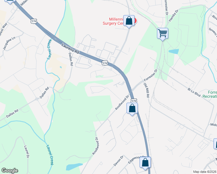 map of restaurants, bars, coffee shops, grocery stores, and more near 90 Pleasantdale Circle in Greenville